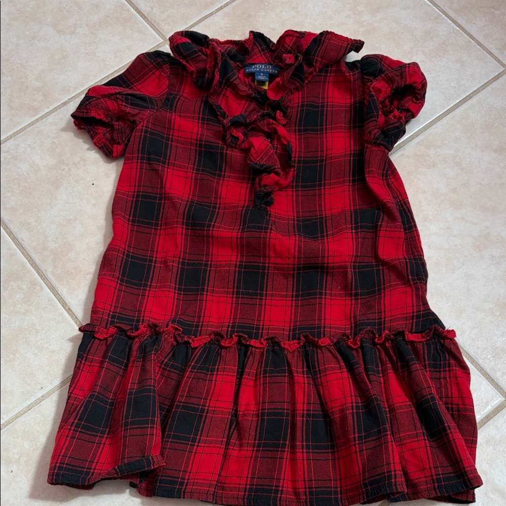 Polo by Ralph Lauren Red and Black Plaid Kids Formal Dress
